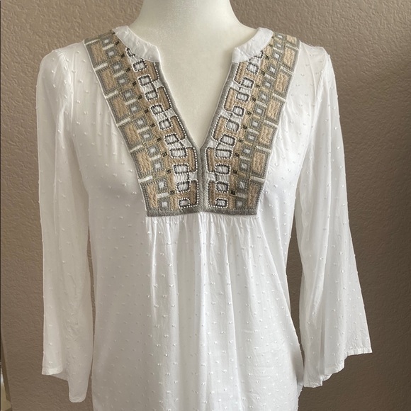 Tommy Bahama Tops - Embroidered White Blouse with Intricate Embroidered Design, Tommy Bahama, sz XXS